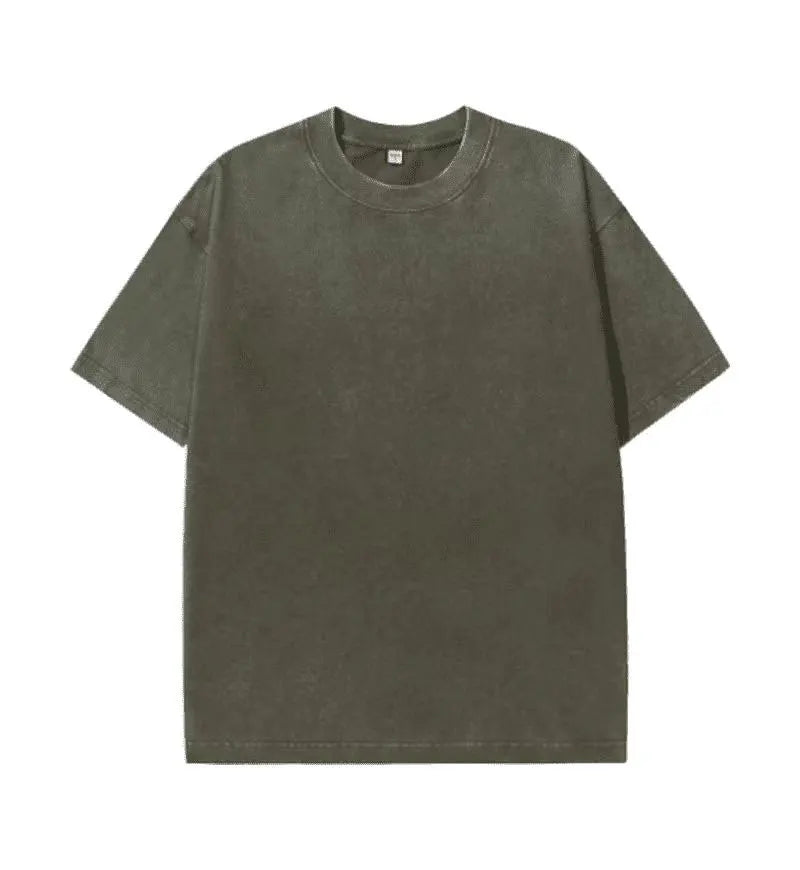 2025 Heavy Men Washed Vintage Oversized T-Shirt Street Hip Hop Punk Tee women Harajuku Casual Cotton Short Sleeve Acid Wash Top
