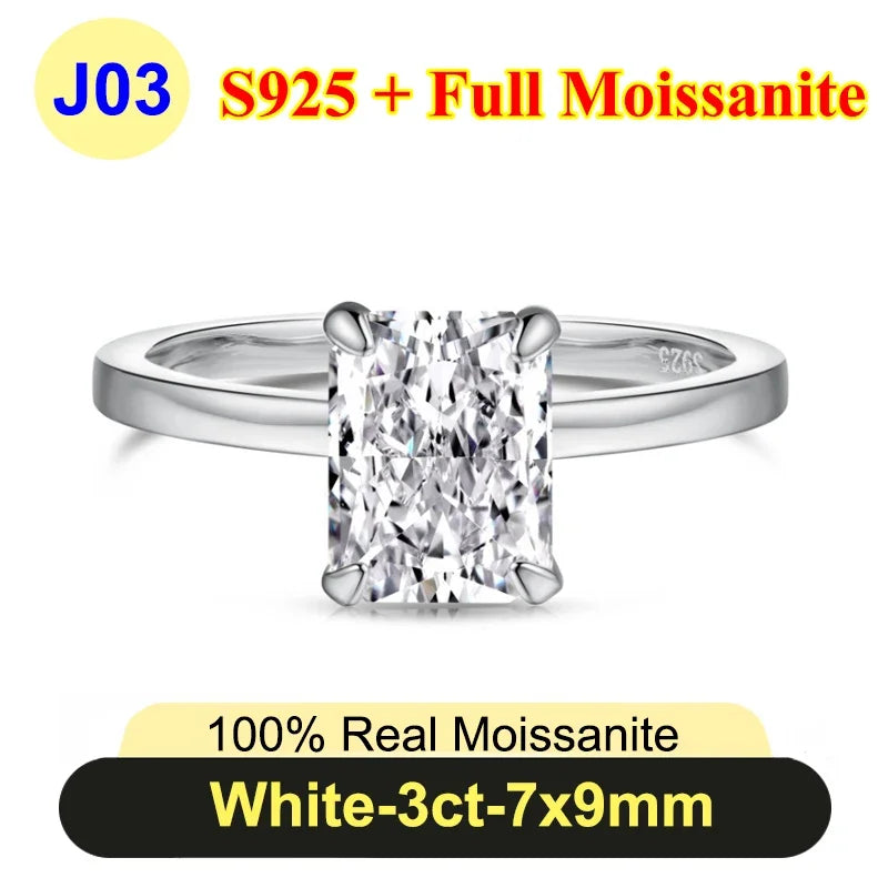 PureNew 1ct-4ct Radiant Cut Full Moissanite Diamond Rings For Women Original 925 Silver Luxury Oval Cut Lady's Diamond Ring 2025
