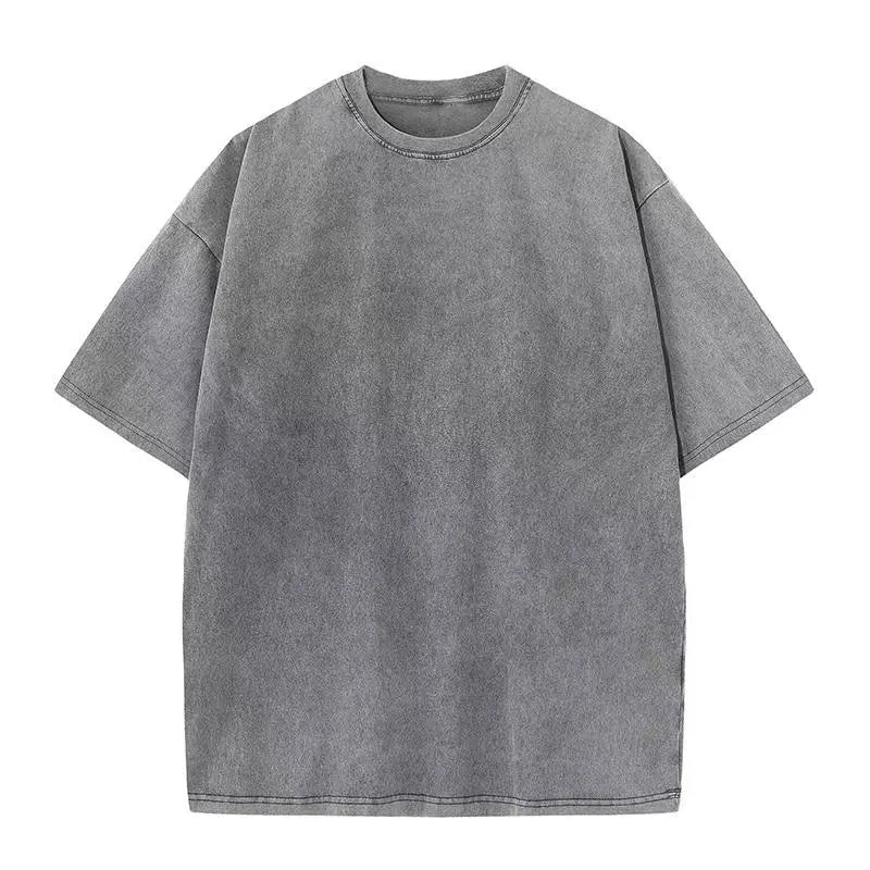 2025 Heavy Men Washed Vintage Oversized T-Shirt Street Hip Hop Punk Tee women Harajuku Casual Cotton Short Sleeve Acid Wash Top