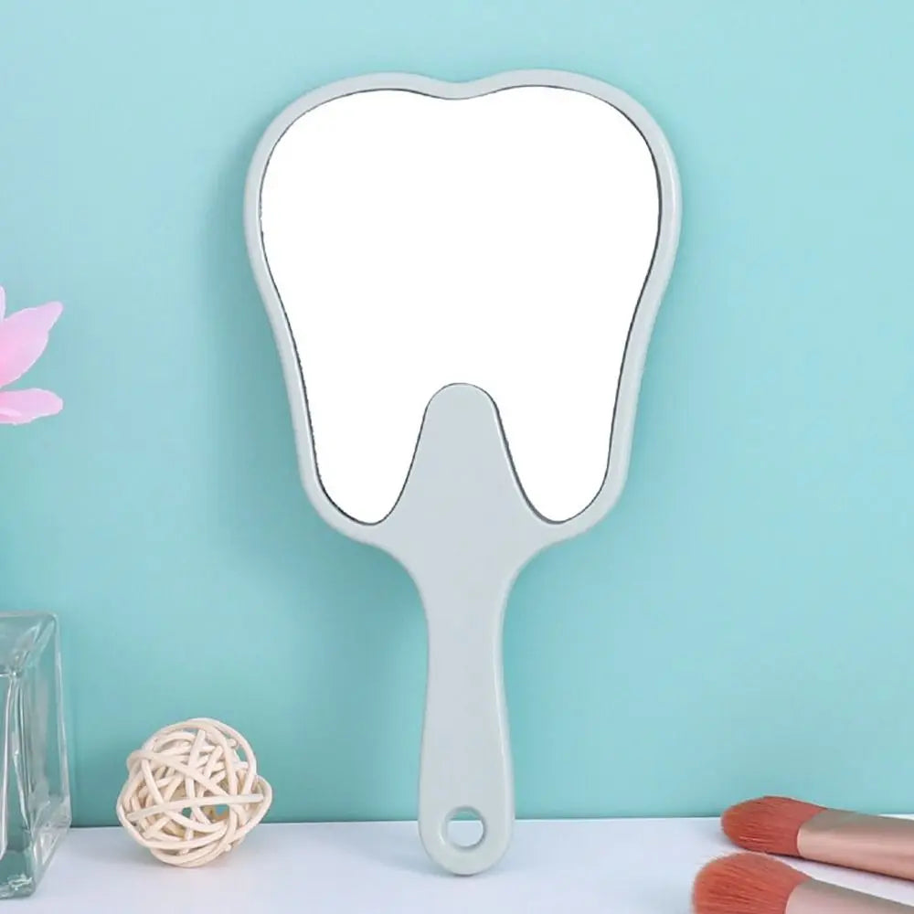 1PC Tooth Shaped Handheld Mirror Cute Makeup Mirror Durable High Definition Dental Mirrors Gifts