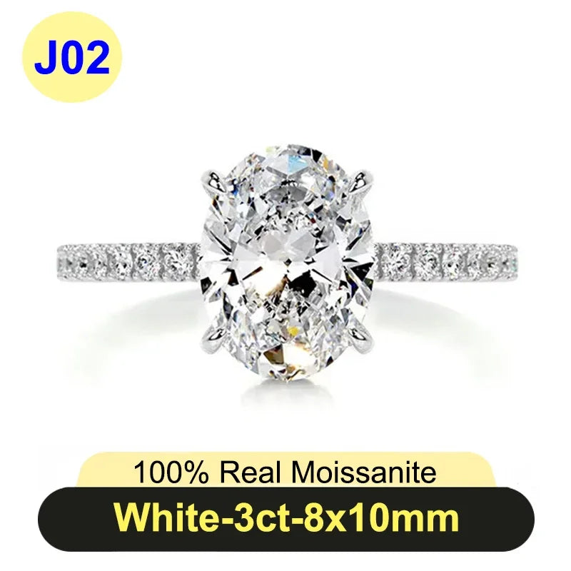 PureNew 1ct-4ct Radiant Cut Full Moissanite Diamond Rings For Women Original 925 Silver Luxury Oval Cut Lady's Diamond Ring 2025