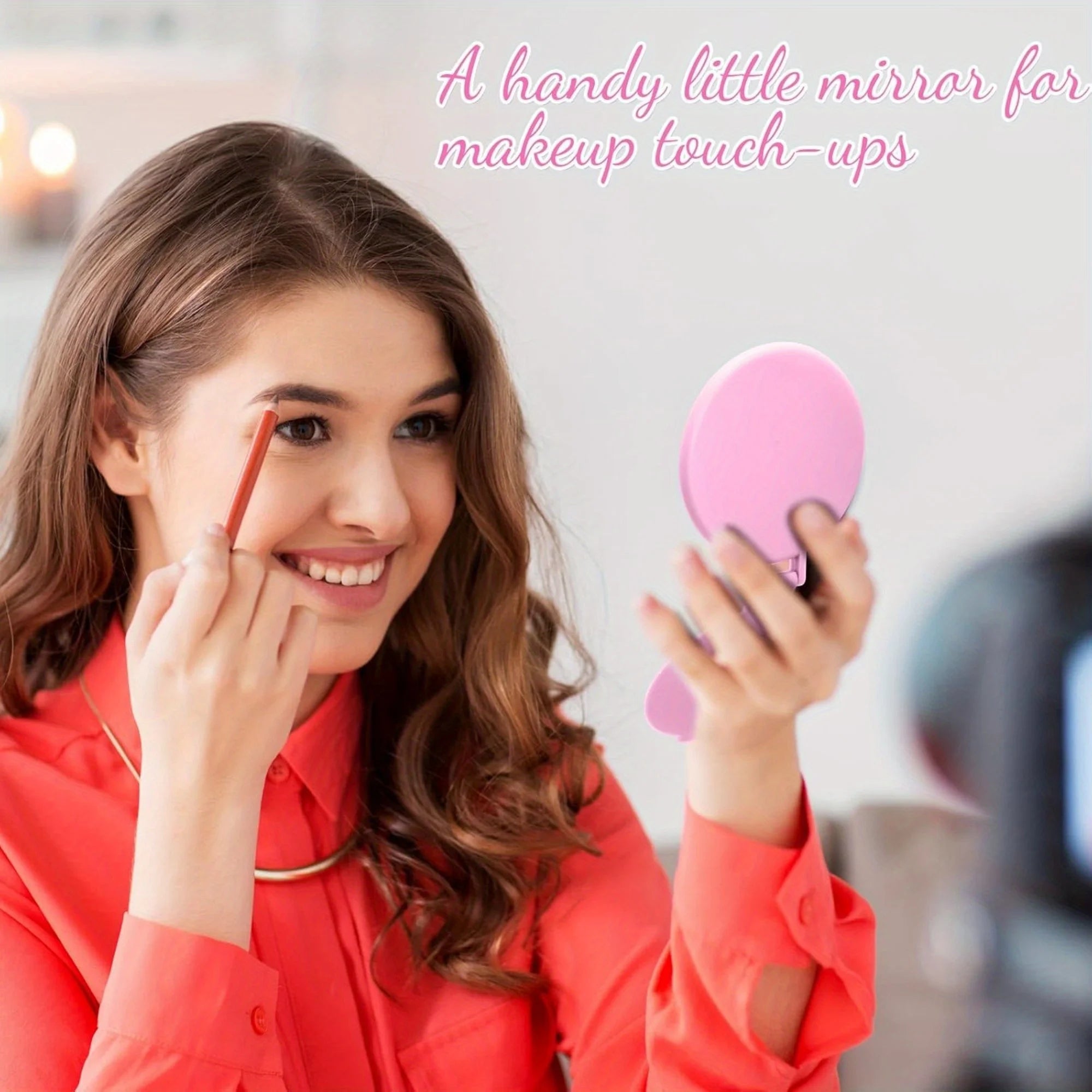 20/50pcs Pink Black Portable Mini Folding Makeup Mirrors - Women's Travel Daily Grooming Mirror, Durable Plastic Frame