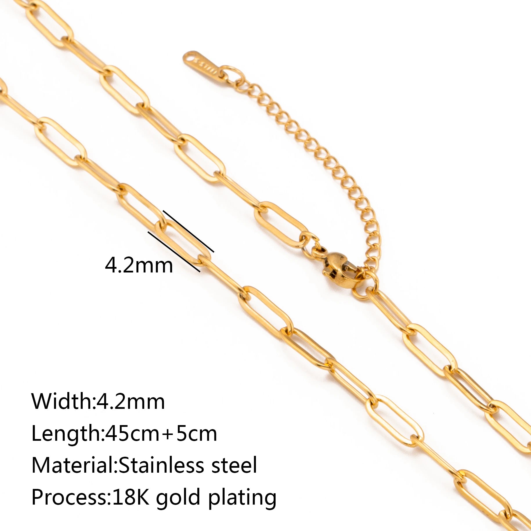 5pc 18K Gold Color PVD Plated Stainless Steel Cuba Cross O Ripple Twisted Chain Necklace Adjustable Chain DIY Necklace Wholesale