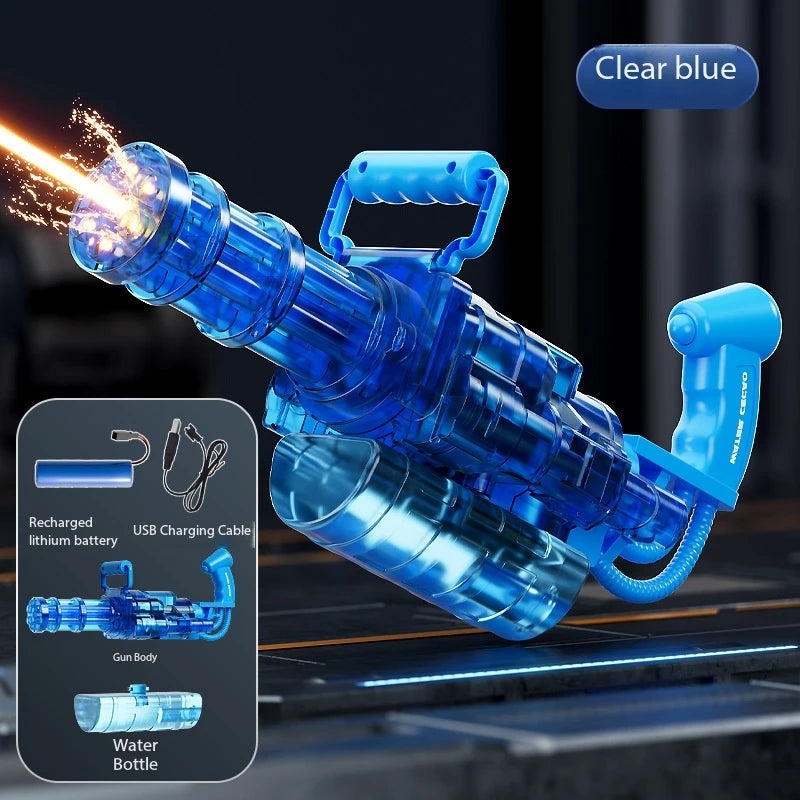 Auto Gatling Water Cannon Rotating High-Pressure Large Capacity Gatling Water Gun Toy Adults Outdoor Summer Fun Play Kid Gifts