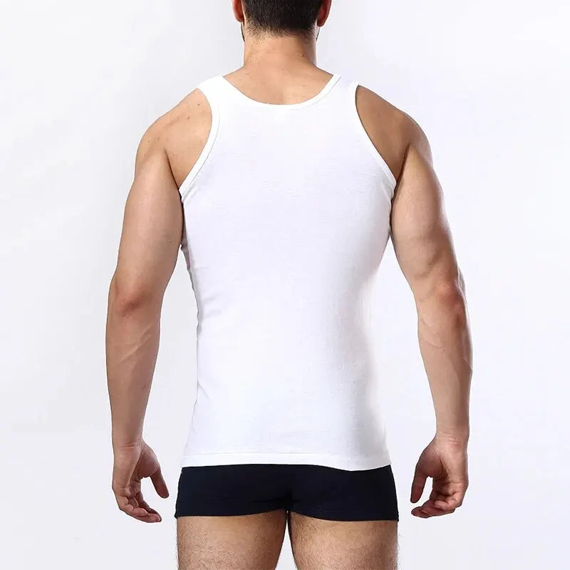 1/3 Pieces Men's Solid Color Basic Cotton Vest Youth Slim Exercise Sweat-absorbent T-shirt Middle-aged Comfortable Bottoming