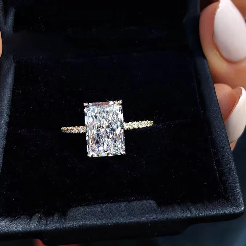 1-3CT Moissanite D Color VVS Diamond Women's Oval Radiant Ring S925 Silver Ring Plated White Gold Jewelry Rings for Women