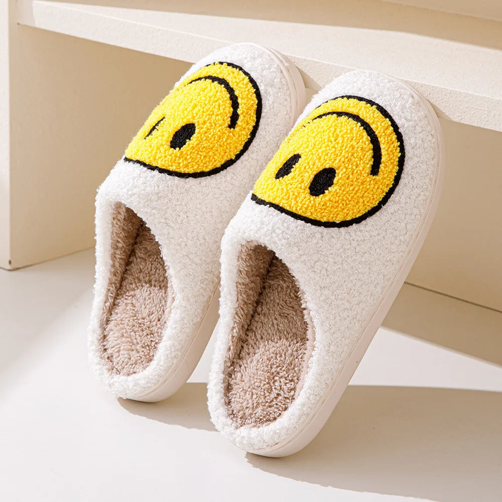 Hot selling smiling cotton slippers Anti slip couple shoes winter home indoor waterproof all-wrapped with men women cotton Shoes