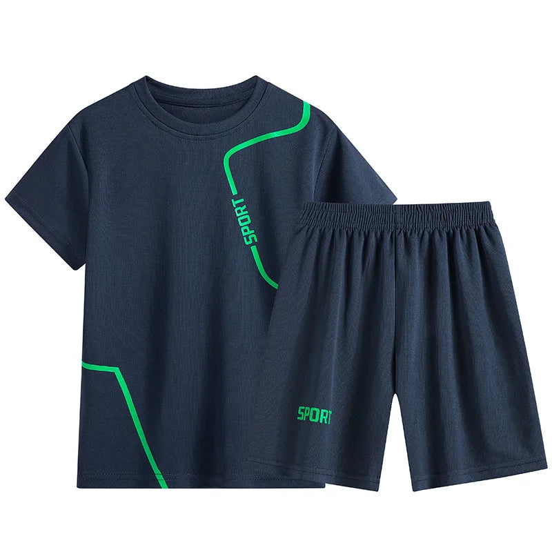 Dubbped Kids Running Clothes Sets Boys Football Jersey Short Sleeve Children Sports Training Uniforms Soccer Jerseys 2-piece Set