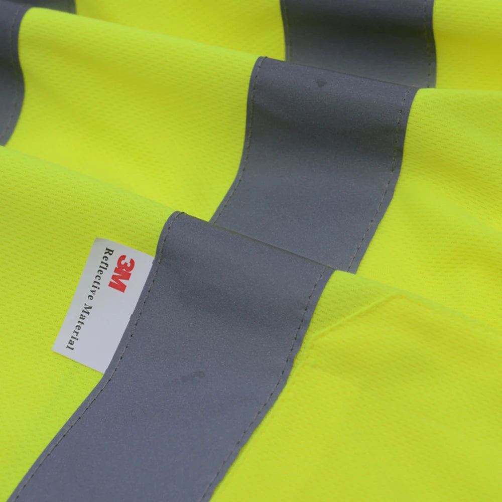 Safety Polo Shirt High Visibility Reflective Shirt With Chest Pockets Quick Dry Safety Clothes Work T-shirt Night Warning