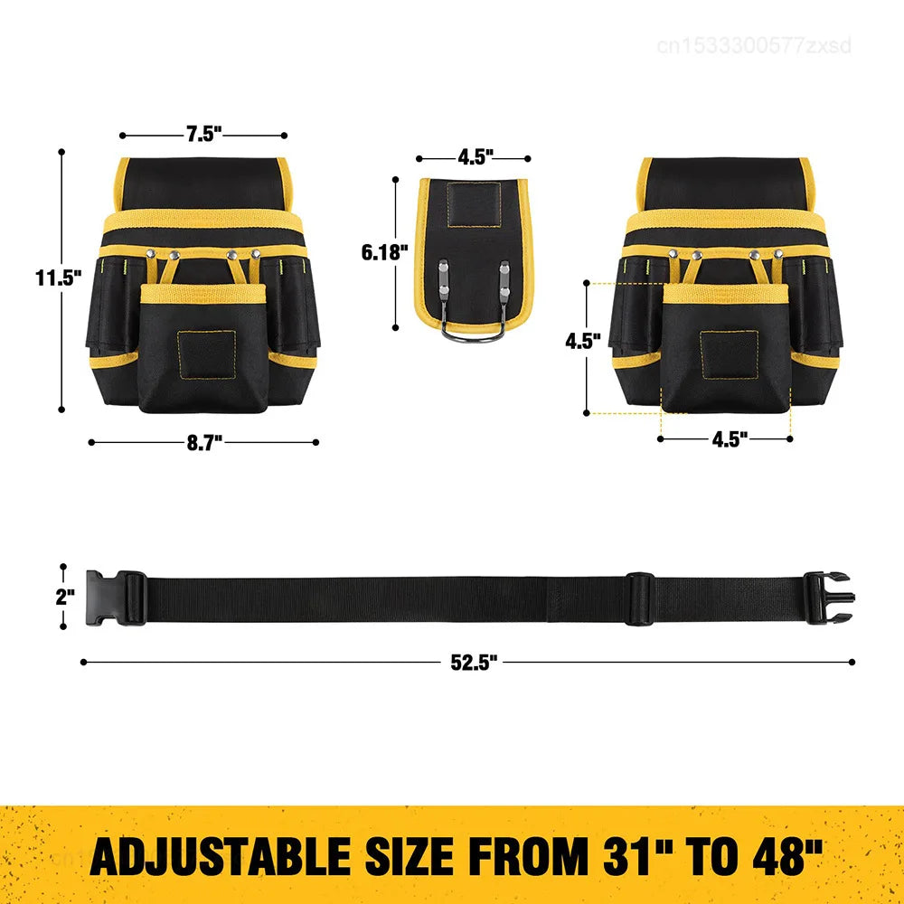 Tool Belt Bag Utility Belt Adjustable Pockets Tool Belts Detachable Work Pouch Bag Heavy Waist Apron Versatile Pouch Bag