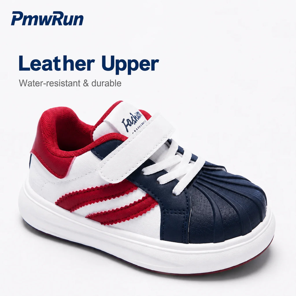 Trend Fashion Sport Shoes For Children PU Leather Waterproof Kid's Sneakers Soft-soled Anti-slippery Boy's Girl's Running Shoes
