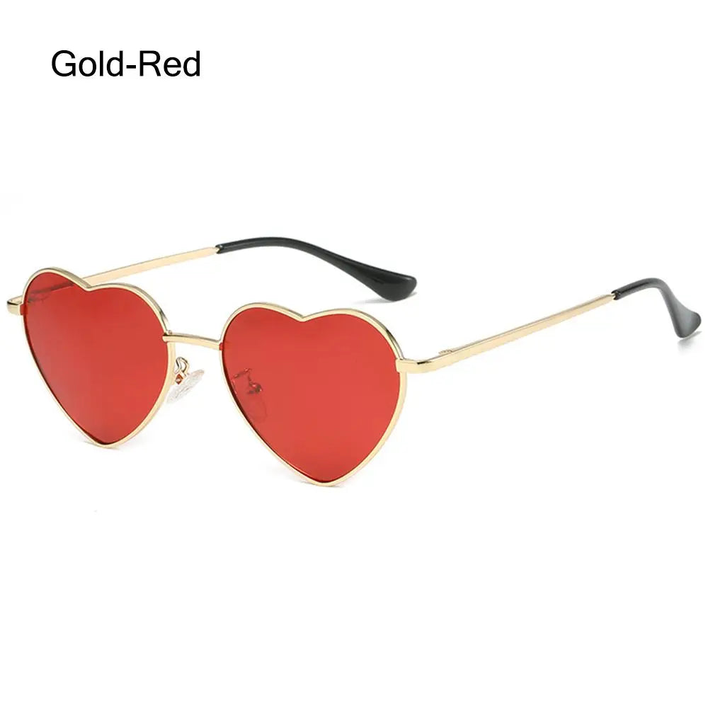 Ladies Fashion Metal Frame Sunglasses Fancy Dress Retro Heart Shaped Gradient Lens Sunglasses UV 400 Outdoor Goggles