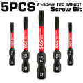 10/20/5Pcs High-Hardness Impact-Resistant T20 Screwdriver Bits, 50mm, Strong Magnetic and High Torque, Universal for Power Tools/Outdoor Work