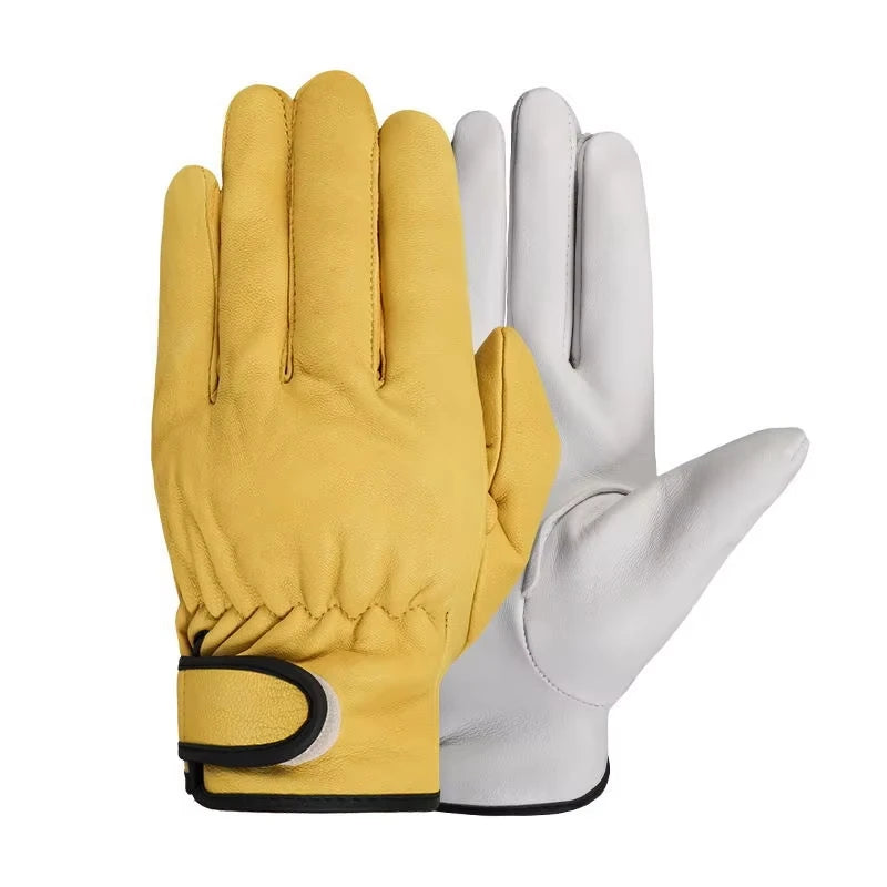 Cowhide Leather Work Gloves Safety Labour Protection Garden Sports Motorcycle Driver Workers Work Welding Wear-resistant Gloves