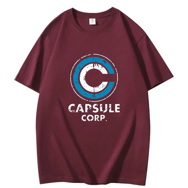 Men Short-sleeve New Funny Capsule Corp Print Tees Cotton Loose Breathable Graphic T Shirts Casual Streetwear Tops Men Clothing