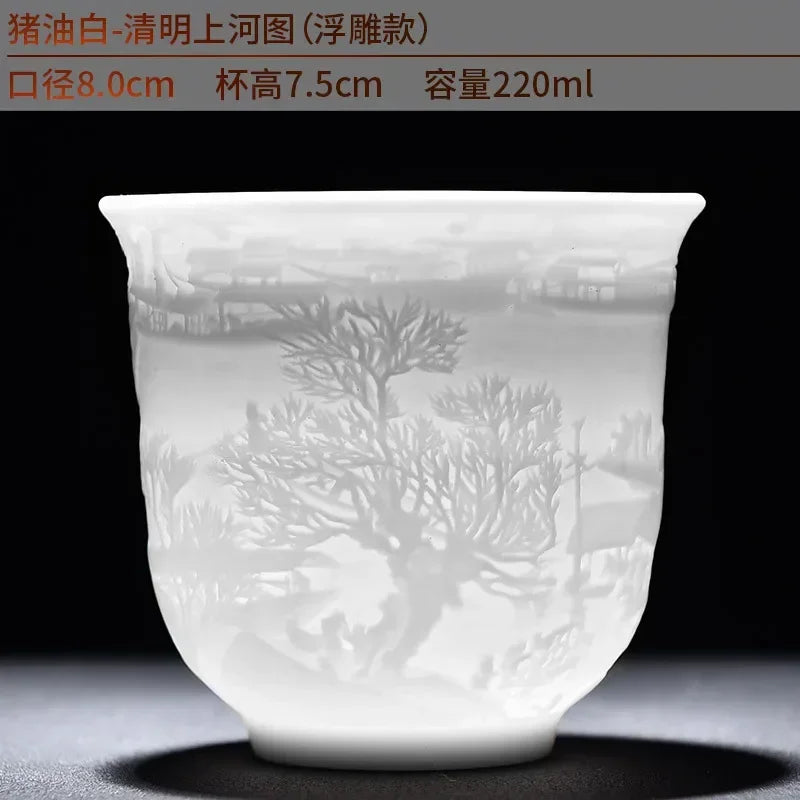 Chinese white porcelain cup goat fat jade Tea set ceramic host cup sample Kung Fu tea cup