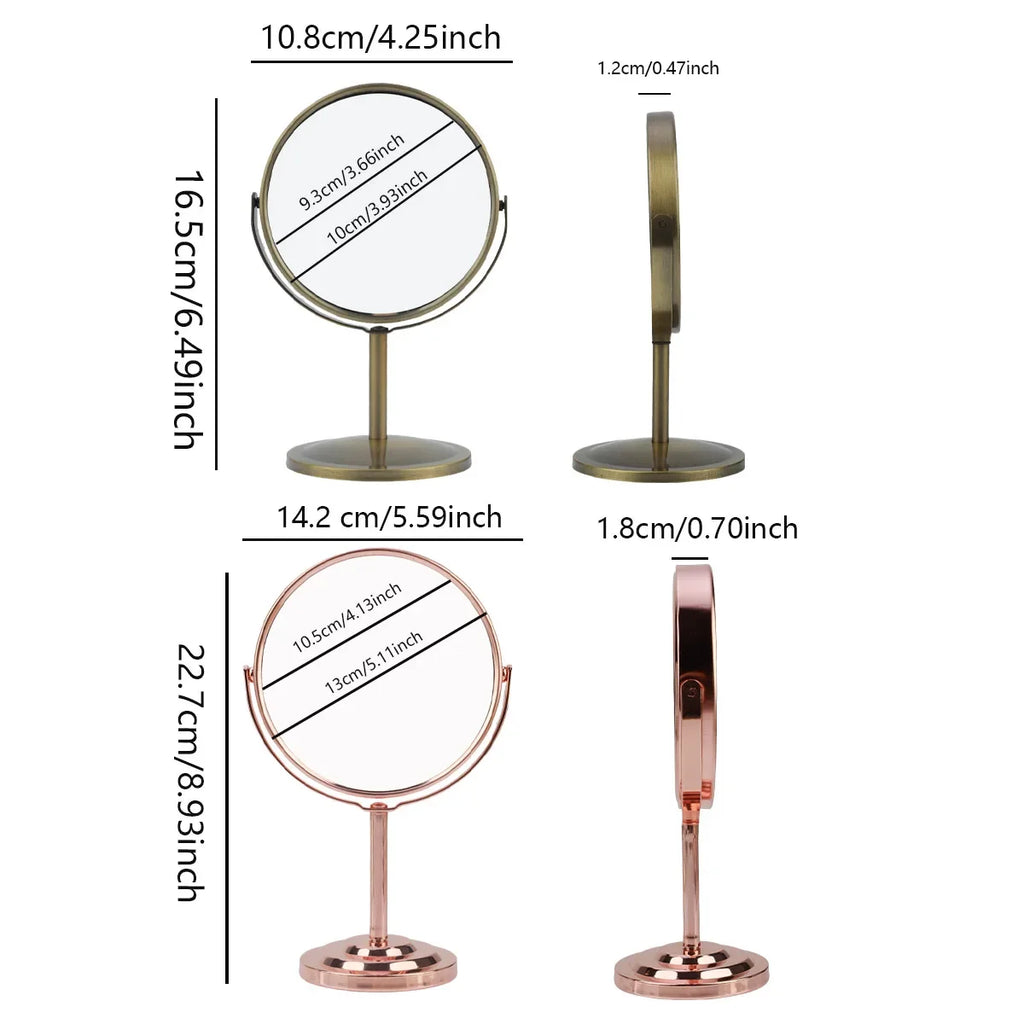 3/4/5 Inch Double-Sided Makeup Mirror – 2X Magnification, Clear Reflection, Portable Travel Size with Foldable Stand