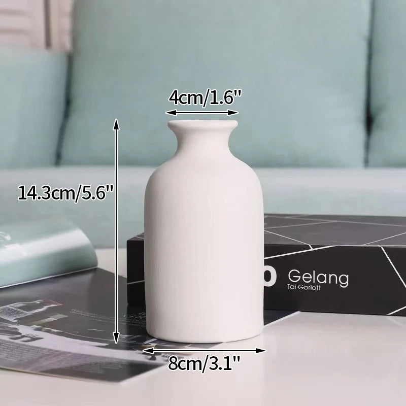 INS Ceramic Vase White Flower Pot Nordic Decorative Vase Dry Flower Vases for Home Living Room Desktop Decor ваза для цветов