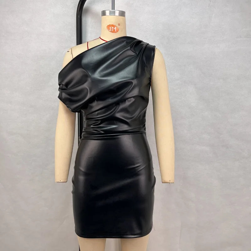 Luxury Leather Strapless Bandage Dress For Women Red Evening Cocktail 2025