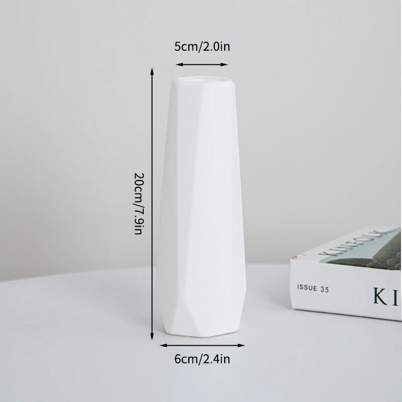 Modern Flower Vase Plastic Plants Pot White Imitation Ceramic Flower Vases Flower Arrangement Home Living Room Wedding Decor