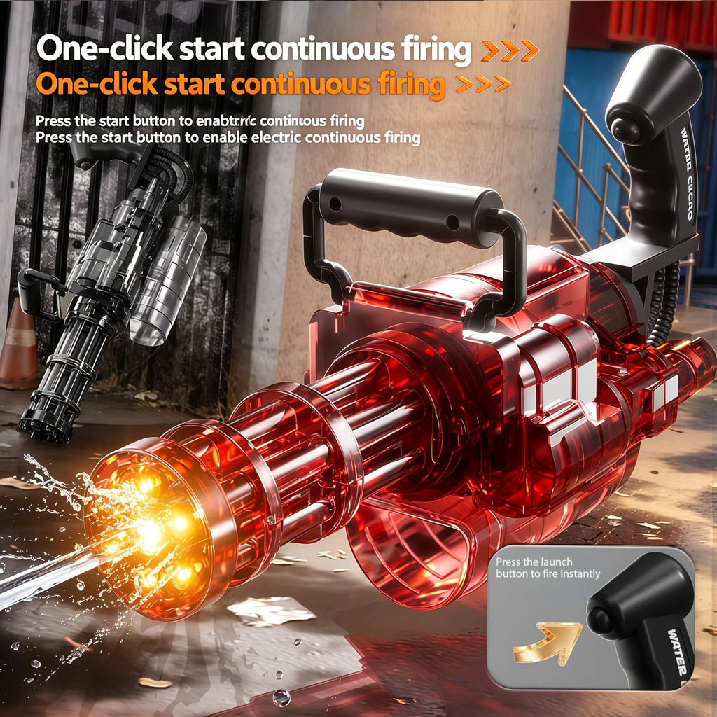 Auto Gatling Water Cannon Rotating High-Pressure Large Capacity Gatling Water Gun Toy Adults Outdoor Summer Fun Play Kid Gifts
