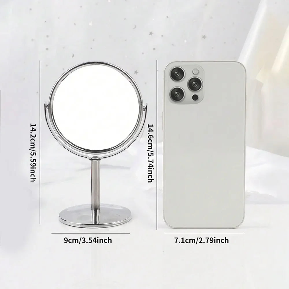 3/4/5 Inch Double-Sided Makeup Mirror – 2X Magnification, Clear Reflection, Portable Travel Size with Foldable Stand