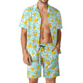 Summer Yellow Rubber Duck 3D Print Men Shirt Sets Short Sleeve Shirt Oversized Beach Shorts Streetwear Hawaiian Suits Clothes