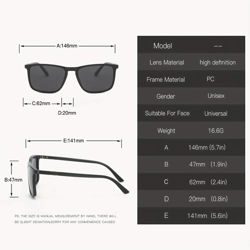 2025 Square Polarized Protective Sunglasses Anti Glare Sun Shades For Summer Party Vacation Travel Driving Fishing UV400
