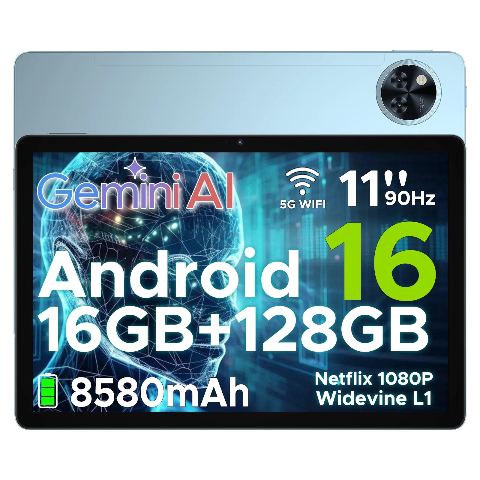 DOOGEE U11 2 in 1 Tablet PC 16GB(4+12) 128GB 11" Ultra-clear 90Hz Display Unisoc T606 8580mAh Battery  Android 16 Widevine L1