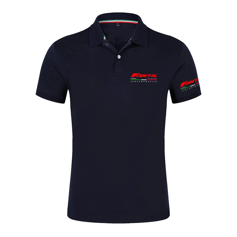 Men's Fantic Motor Logo Print 2026 Summer New Men's Short Sleeve Breathable Casual Fashion Solid Color Design Polo Shirts