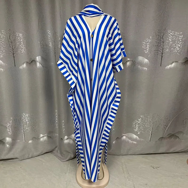 Summer African Polyester Party Evening Long Maxi Dress Kaftan Muslim Abaya Outfits Plus Size Dashiki African Dresses for Women