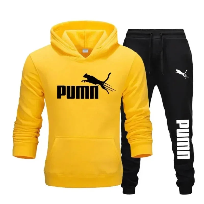 New Autumn and Winter Men's Pullover Hoodie and Pants Two-Piece Set Fashionable Trendy Fitness Casual Sportswear
