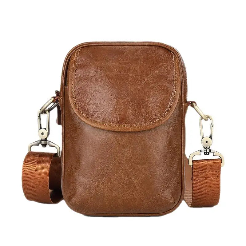 New Men's Cow Leather Crossbody Bag Man Shoulder Bag Casual Male Small Simple Bag For Men
