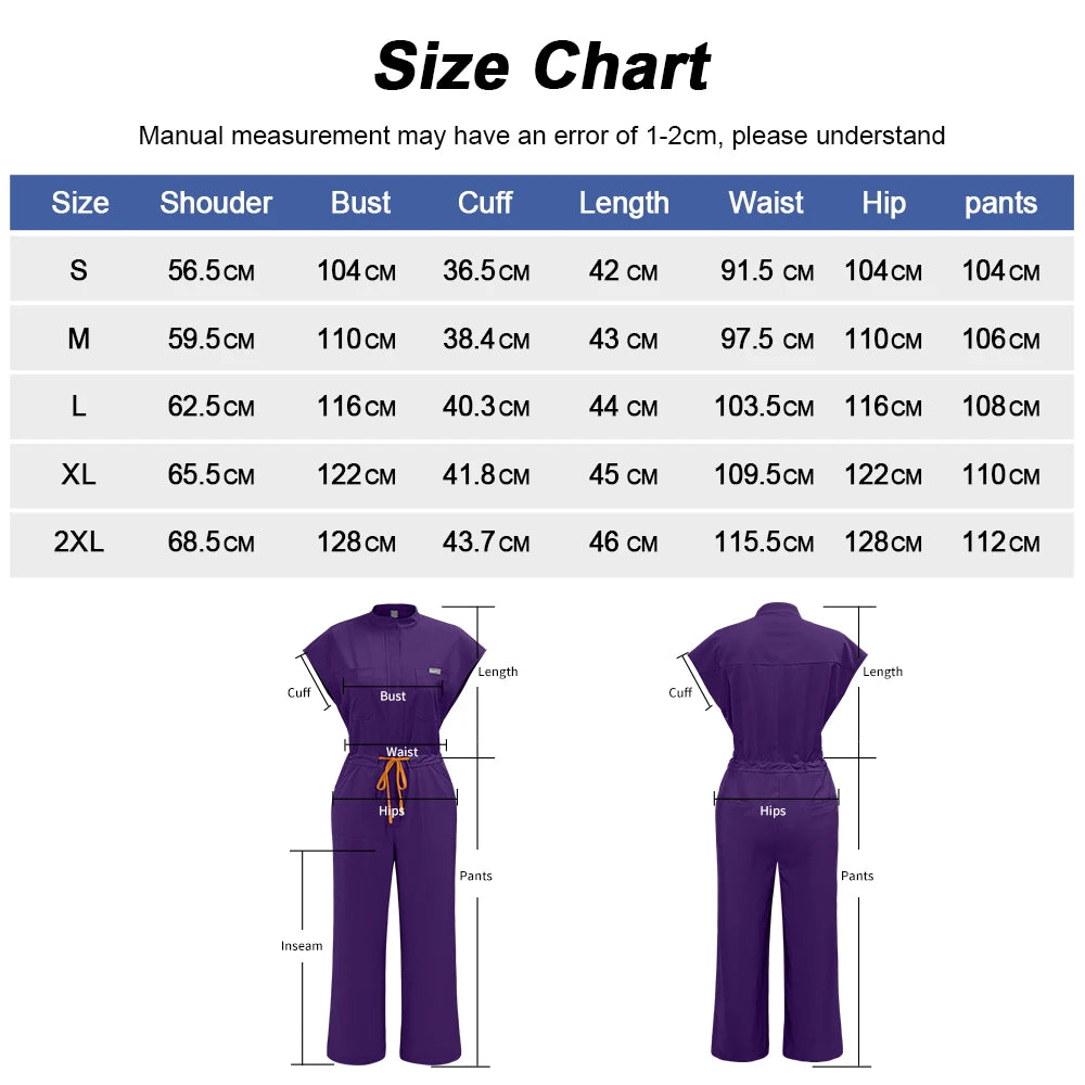 Nurse Jumpsuit Women Spandex Elastic Soft Nursing Scrub Uniforms Sets Female Healthcare Pet Beauty Veterinary Uniform Work Wear