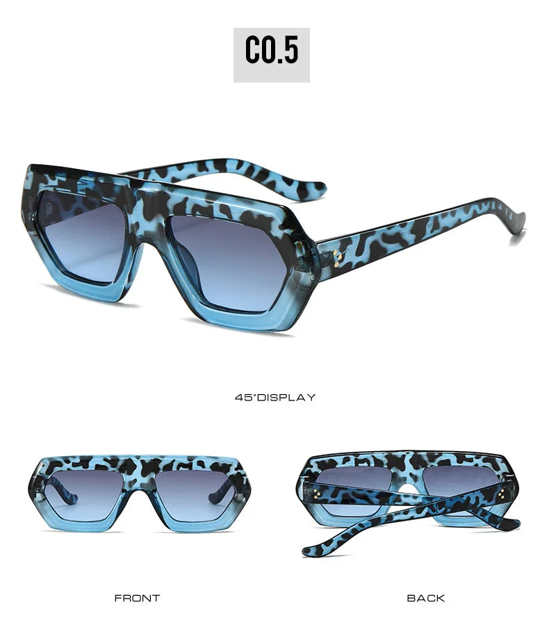 Irregular Sunglasses Sunglasses Ins Travel Street Shooting Colored Sunglasses Female Punk Style Rectangular Leopard Print Outdoo