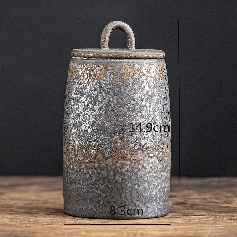 Vintage Stoneware Tea Caddy Ceramic Airtight Jar Storage Tea Cans Tea Box Storage Tank Tea Container Decorative Jar Sugar Bowl