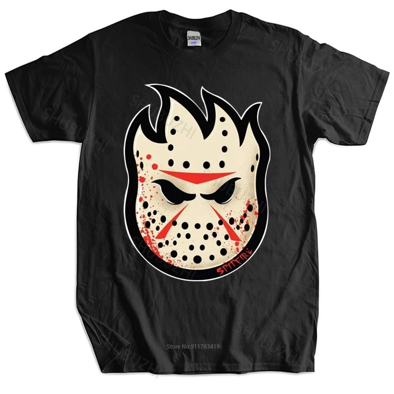Male Black Tshirt Spitfire Fireball Horror Bighead Personality Originality Fashion Unisex Teeshirt Euro Size men cotton top tees