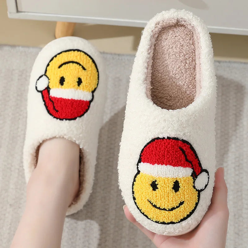 Hot selling smiling cotton slippers Anti slip couple shoes winter home indoor waterproof all-wrapped with men women cotton Shoes