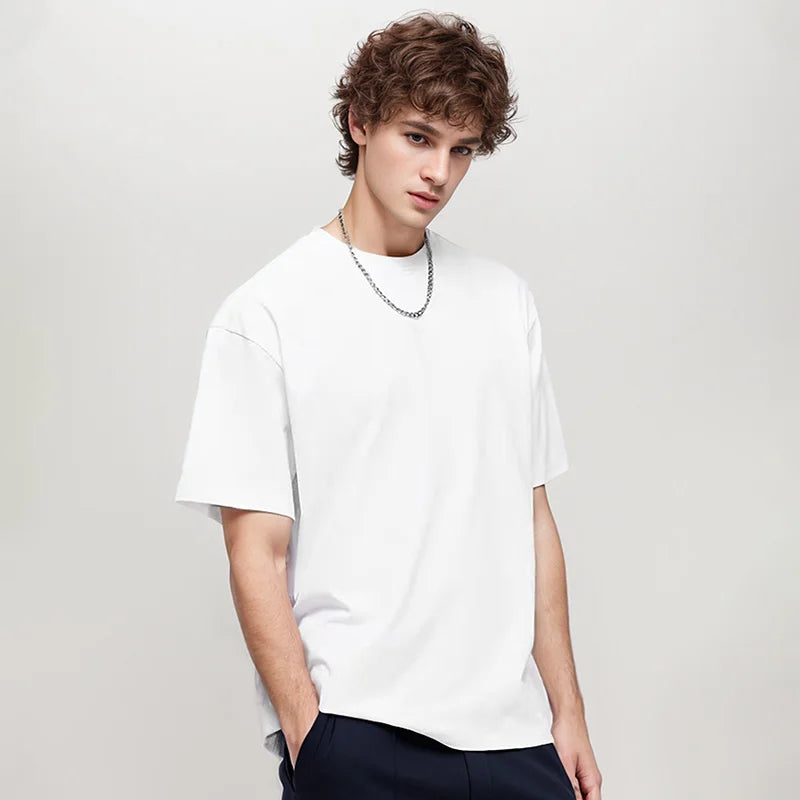 Oversized T-Shirt 9.9oz 280 Grams Heavy High Quality Short Sleeve Cotton Tee Solid Color Unisex Streetwear