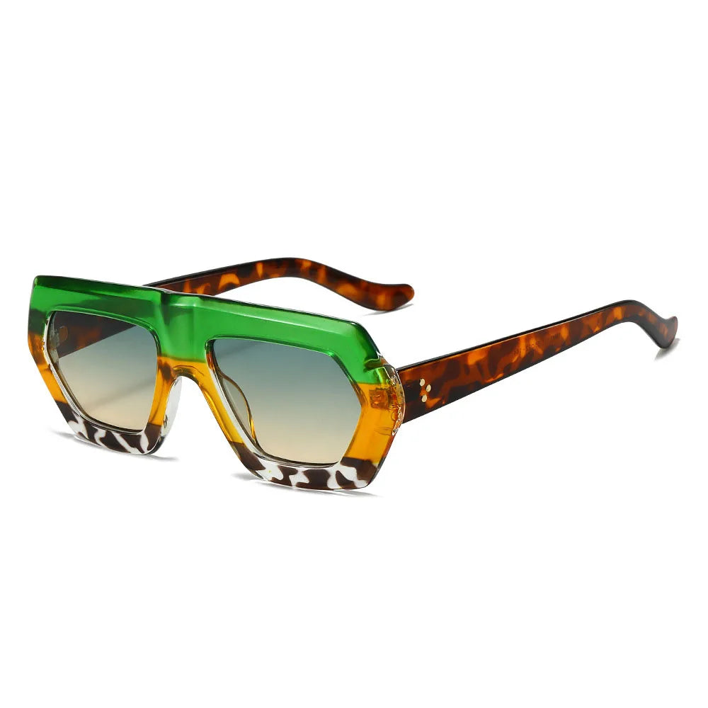 Irregular Sunglasses Sunglasses Ins Travel Street Shooting Colored Sunglasses Female Punk Style Rectangular Leopard Print Outdoo