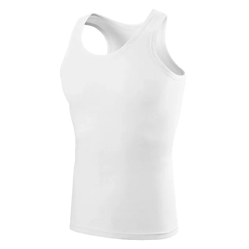 1/3 Pieces Men's Solid Color Basic Cotton Vest Youth Slim Exercise Sweat-absorbent T-shirt Middle-aged Comfortable Bottoming