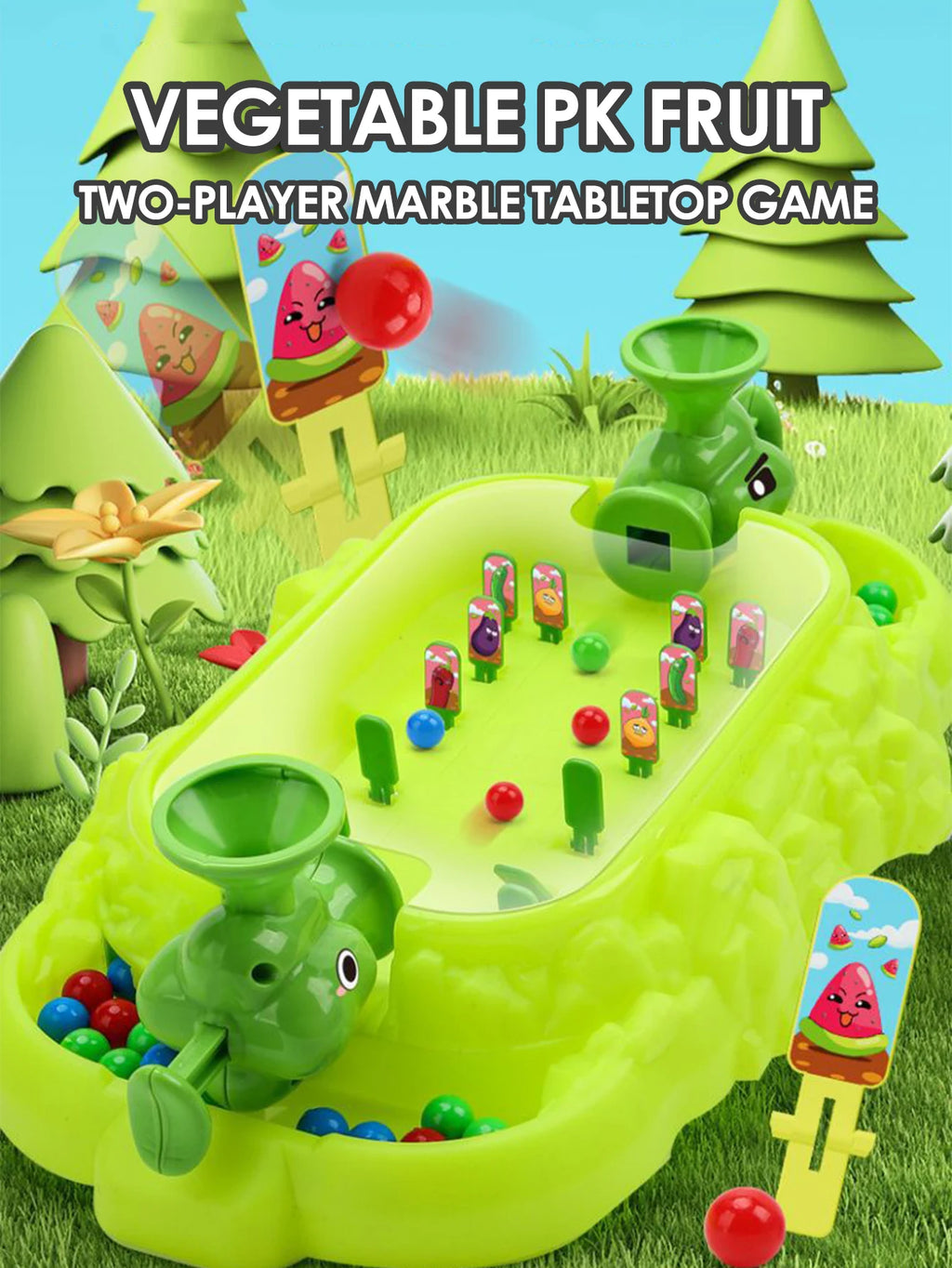 Kids Vegetable Pinball Machine Shooting Desktop Game Two Person Parent Child Interactive Battle Toy Christmas Gift