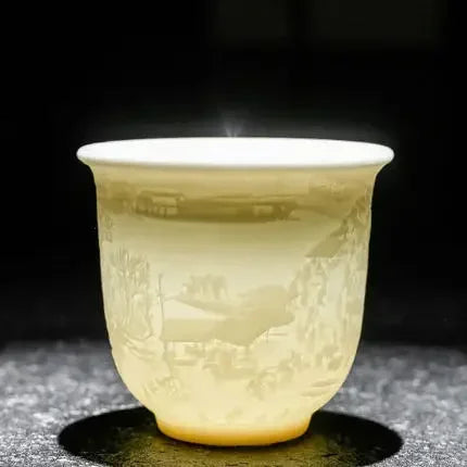 Chinese white porcelain cup goat fat jade Tea set ceramic host cup sample Kung Fu tea cup