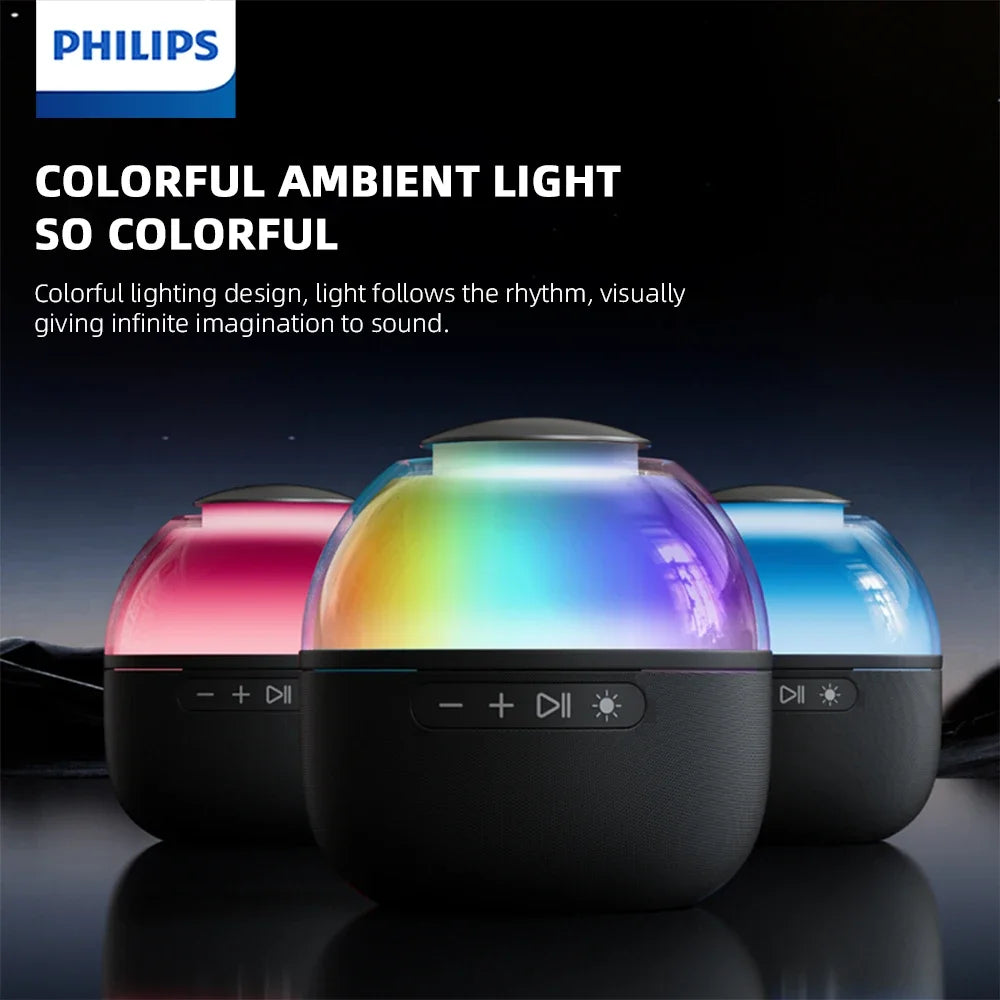 Philips TAS2009 Smart Wireless Bluetooth Speaker Convenient Home 360 ° Surround Sound Audio with Colorful Light for Office Home
