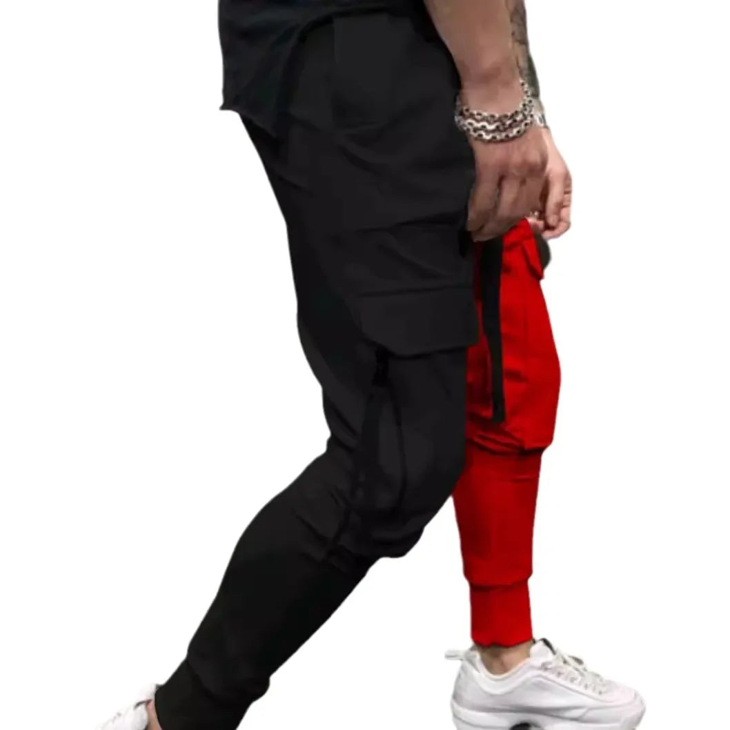 New Men's Hot Sale Multiple Pockets Outdoors Zipper Splicing Ankle Banded Pants Tightness Tie Rope Movement Casual Trousers 2024