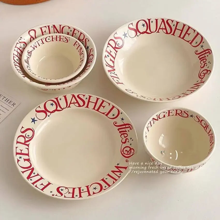 Party Red Design Dinner Set Plates European Style Elegant Round Plates Dinner Sets Ceramic Luxury Vaisselle Kitchen Dishes