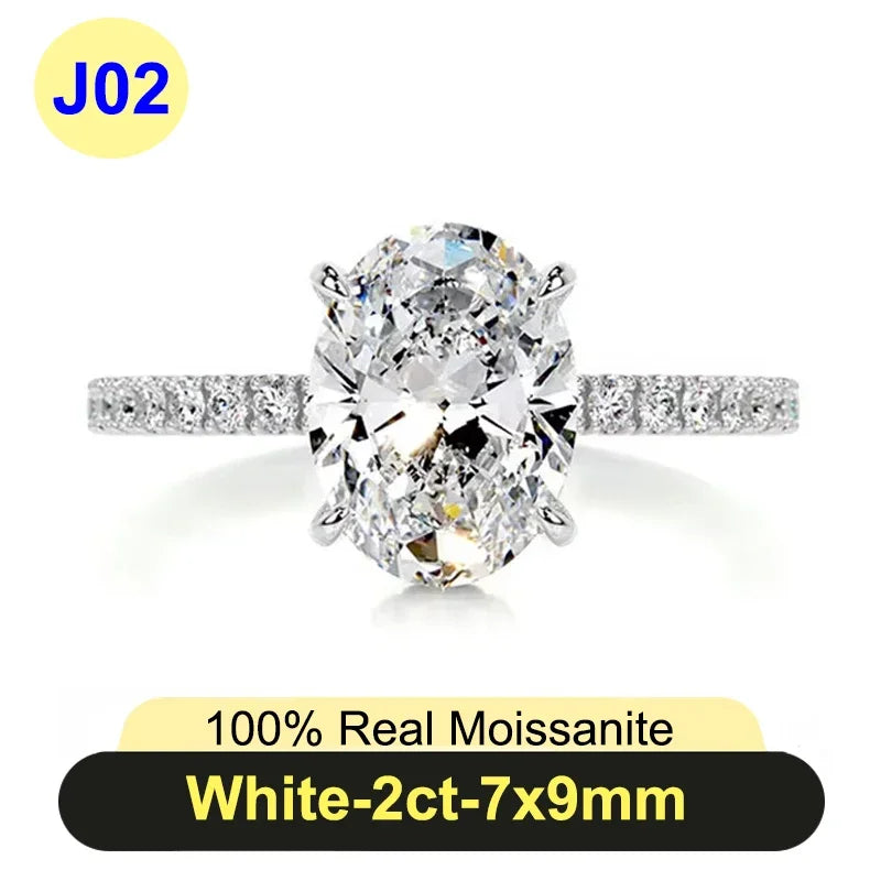 PureNew 1ct-4ct Radiant Cut Full Moissanite Diamond Rings For Women Original 925 Silver Luxury Oval Cut Lady's Diamond Ring 2025