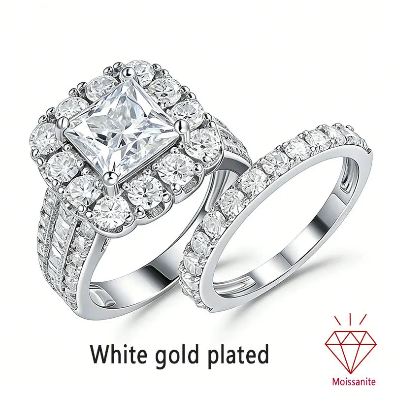 Newshe Original 925 Silver Moissanite Rings GRA Certified D Color VVS1 Diamond Wedding Ring Set for Women Luxury Jewelry