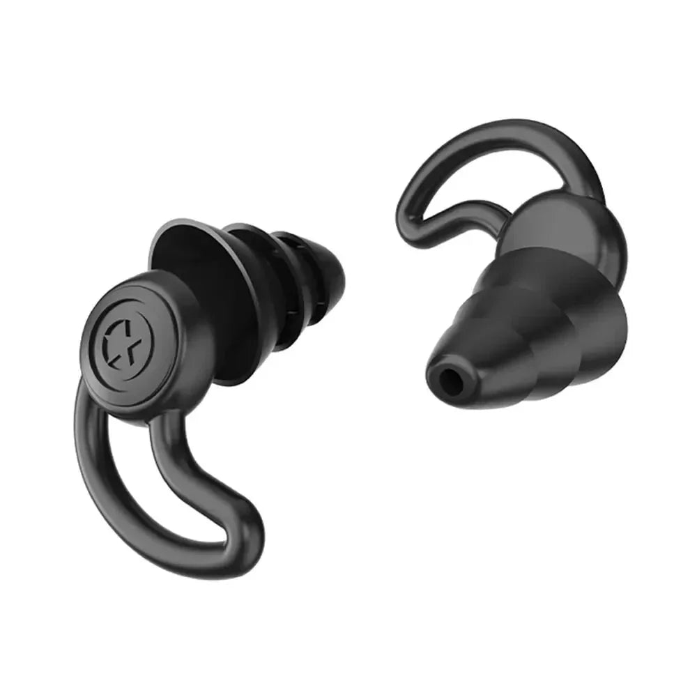 HUAK 3 Layer Ear  Work & Swim Silicone Earplugs – Noise Protection for Factories  Waterproof for Pools, Comfortable All Shift