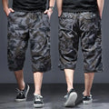 New  Summer thin cropped men's middle-aged pure cotton beach pants shorts plus loose mid length work pants outdoor